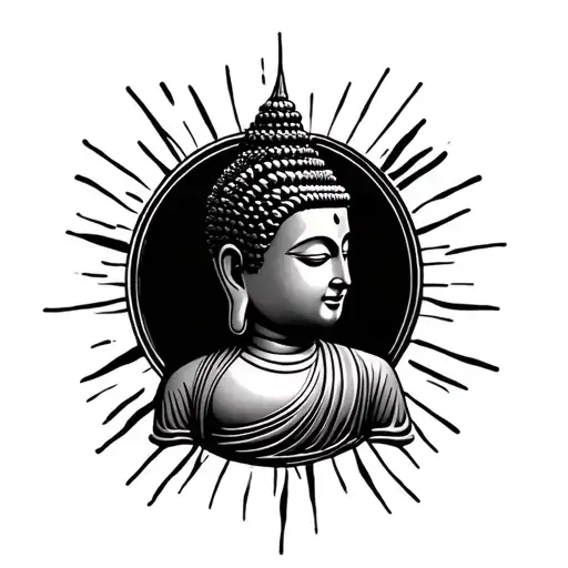Side Facing Buddha Praying With Eyes Closed On The Forearm
