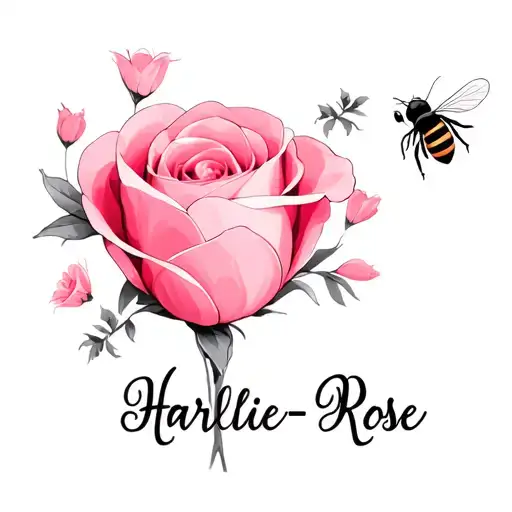 Name Harlie-rose With Love Flowers And Bees