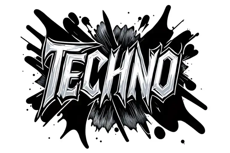 The Word Techno Writen With 2Yk Style