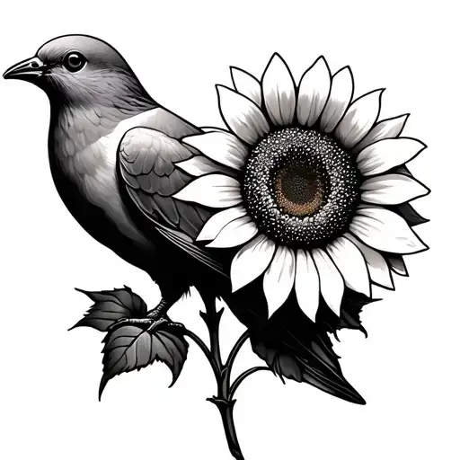 Dove Holding Sunflower
