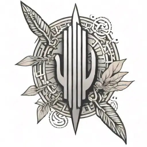 Shaka Symbol With Ogham Writing Of Sam And Pull