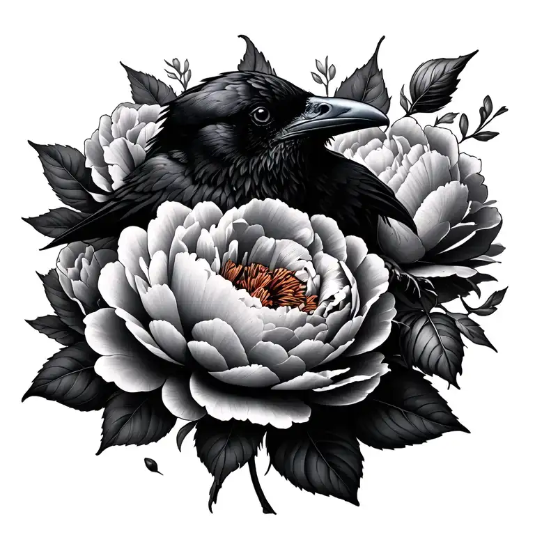 Raven And Peonies Femenine