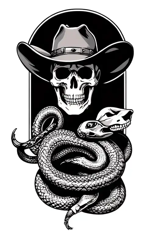 Cowboy Skeleton And Snake