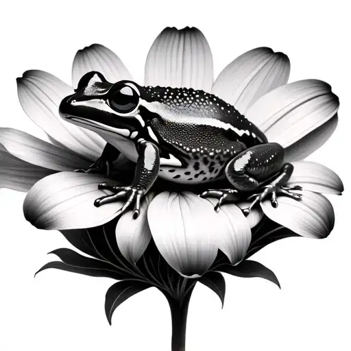 Surreal Coqui Frog Abstract On Maga Flower Blooming