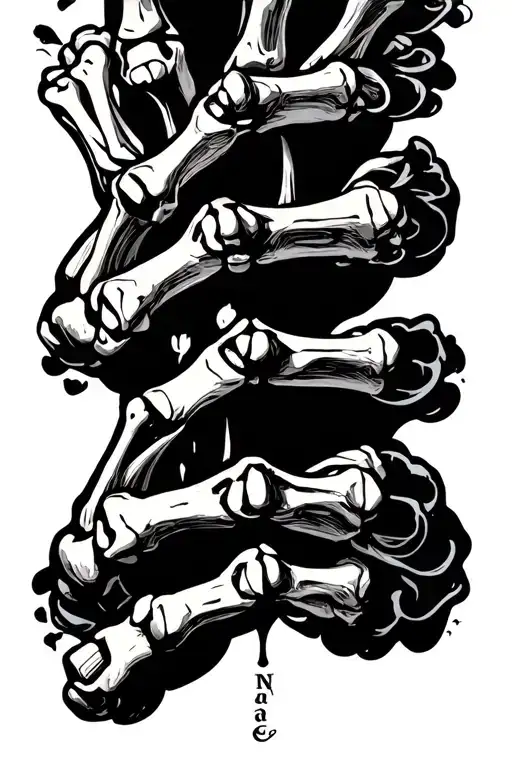 Skeleton Fingers Tatto Going Up To A Forearm Tattoo Of A Family Of Four Names
