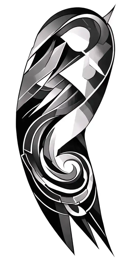Geometric Sleeve Tattoo Thats Black And White Drawing