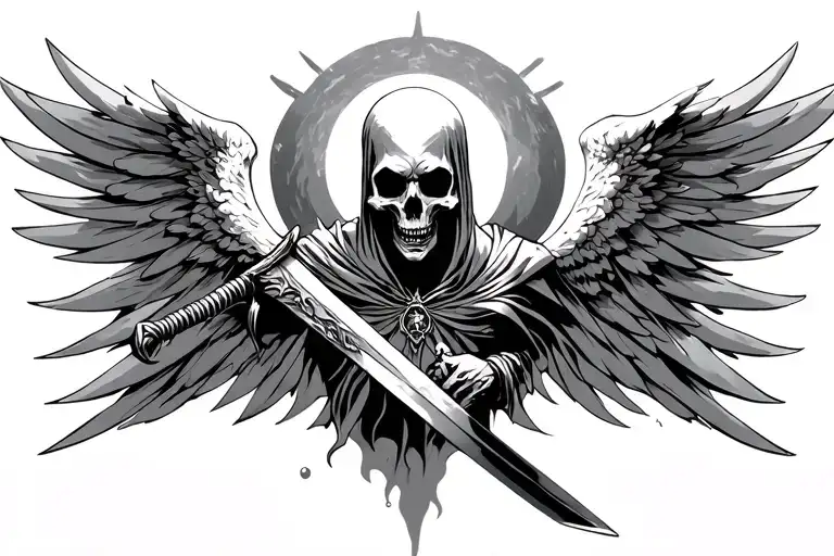 Angel Of Death Death Stands Steadfastly With His Sword