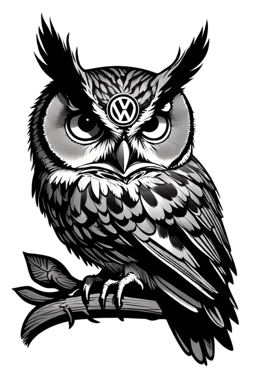 Close Up Owl With Vw Logo In Eye