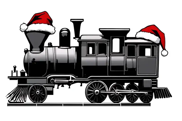 3 Car Train With Santa Hat At The Front