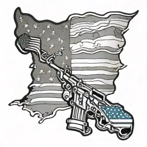 American Flag And Military Camo