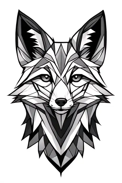 A Cunning Fox Face Geometric Design