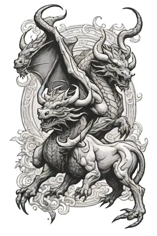 Dragon And Taurus Bull Standing Together Symbolizing The Client's