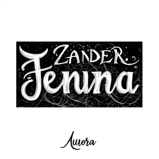 The Name Jenna In Script Branching Out To The Names Zander And Aurora