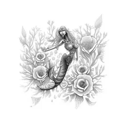 Mermaid Flowers Skeleton