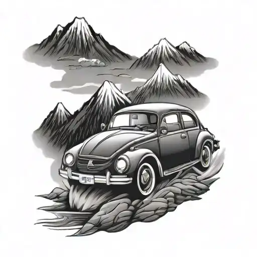 Japanese Car With Mountains