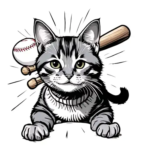 Cat Playing Baseball