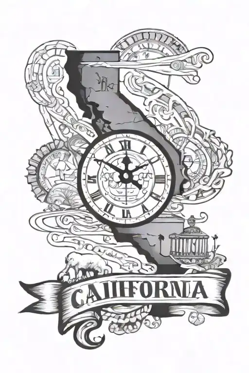 California State Outline Filled Los Angles With Time Clock