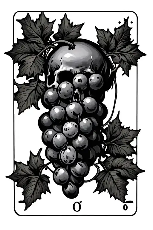 Tarot Death Card With Grape Vines Wrapping Up Arm Sleeve
