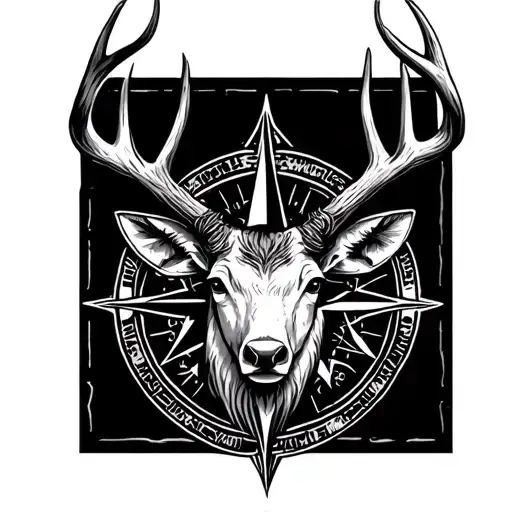 Stag Head And Compass