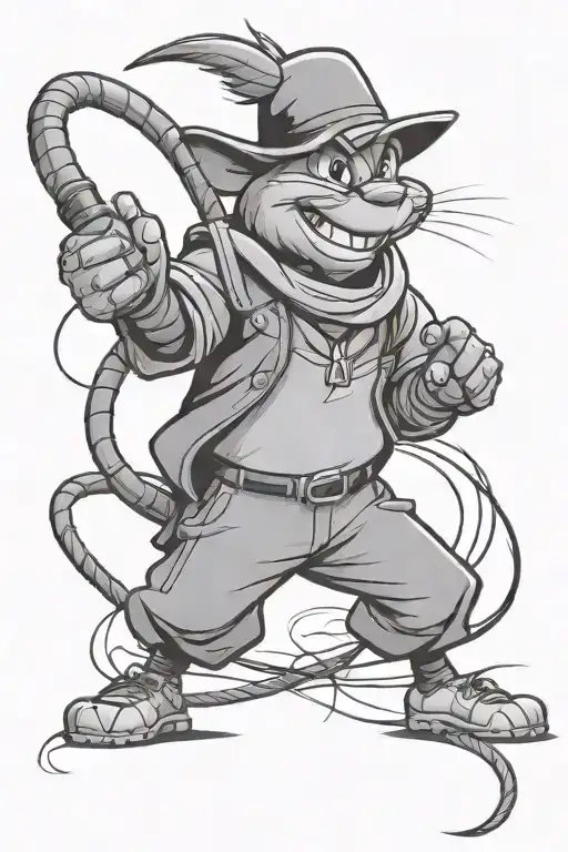 Disney Cricket Character With A Whip In A Black-grey Style