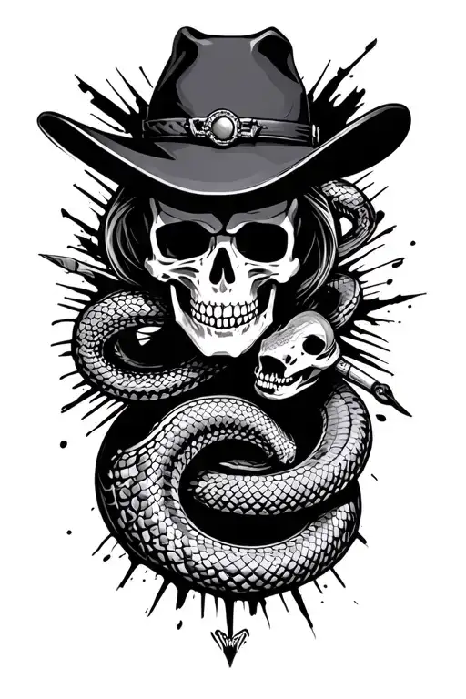 Trash Polka Cowboy Skeleton And Snake