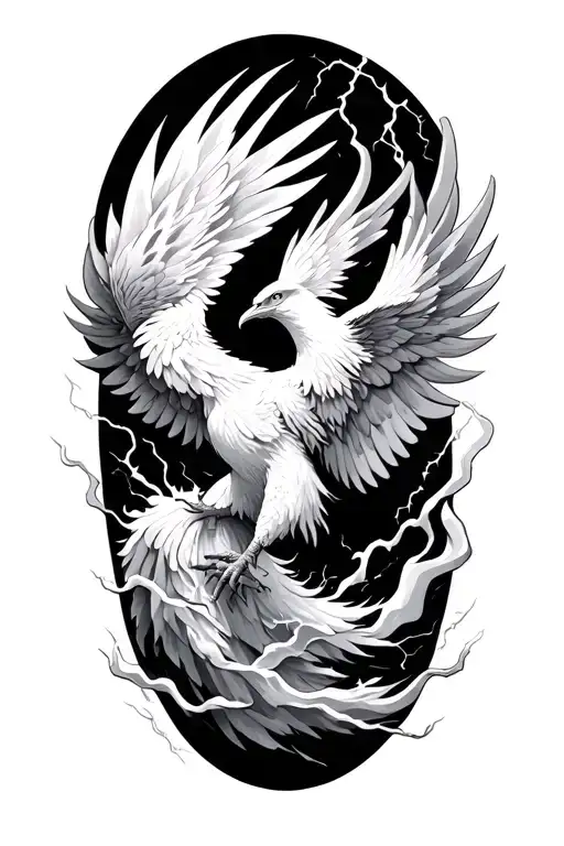 Phoenix With Storm And Lighting Time