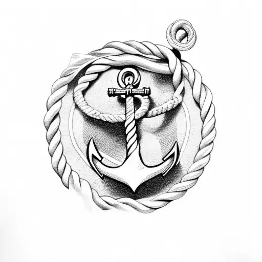 Anchor With Rope Winding In Shape Of A Treble Clef