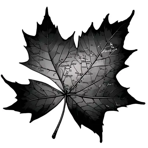 Maple Leaf With Map Coordinate Stem