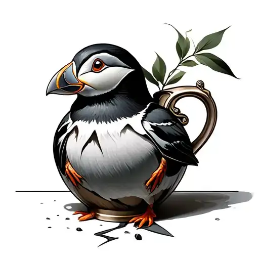 Broken Vase With Puffin