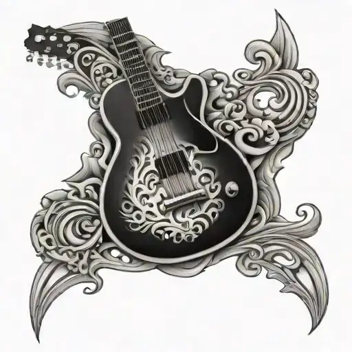 Guitar With Background Design