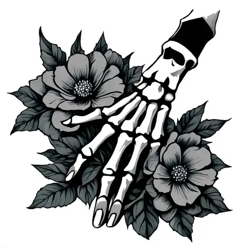 Hand Tattoo Design Skeleton Hand With Flowers