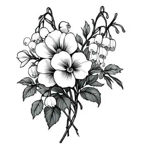 Lily Of The Valley Flowers Intertwined Violets Daffodils Roses Hawthorn