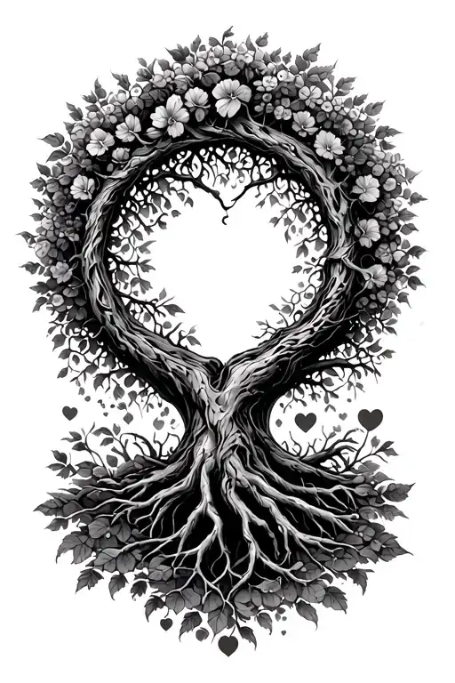 Tree Of Life In The Circle Of Love Tattoo Design