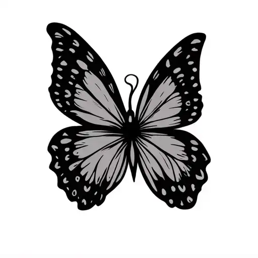 Semi-colon Tattoo With Butterfly Wings Simple Line Art