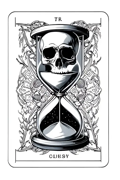 Skull Hourglass On A Tarot Card With Space Above And Below For Words