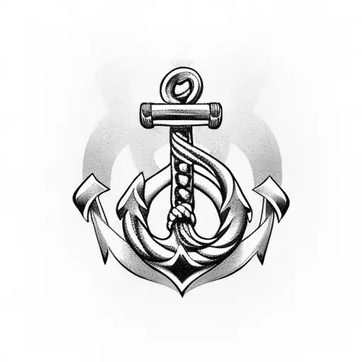 Anchor With Rope Winding In Shape Of Treble Clef