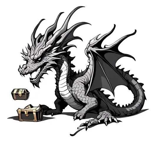 Dragon With Treasure Chest