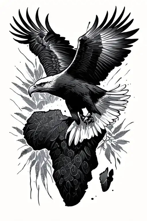 African Continent With An Eagle Soaring