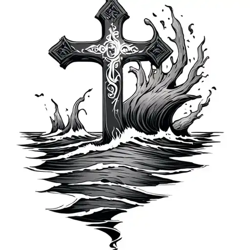 Moise Separates The Sea Forearm With A Christian Cross