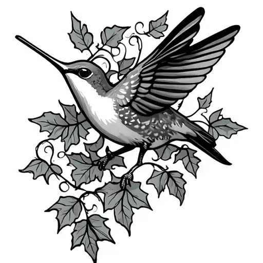 Hummingbird And Ivy Vines
