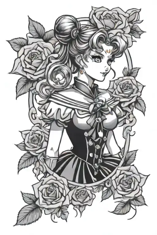 Sailor Moon Surrounded By Roses