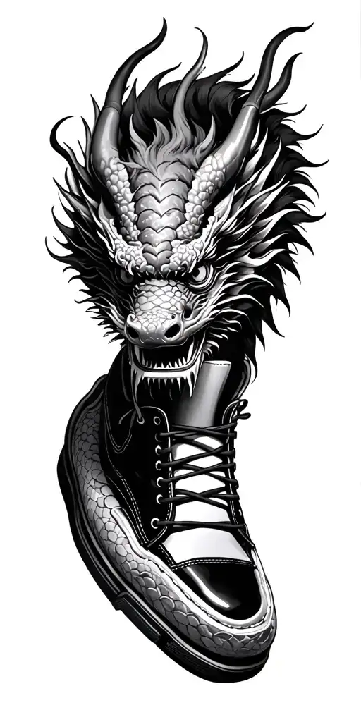 Chinese Dragon And Photographic Photographic Shoes On The Arm Seemed To Be Cut In The Face Of People