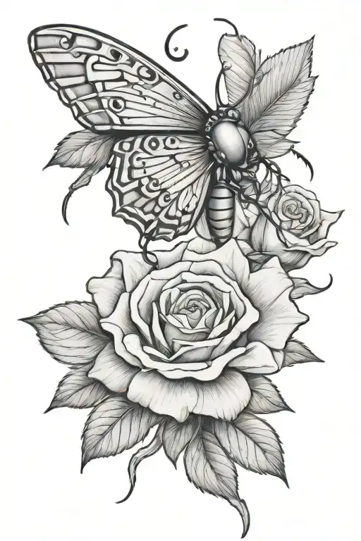 June Bug With Rose As Wings