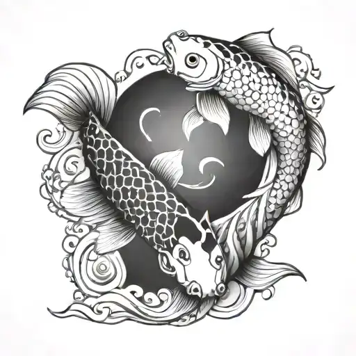 Yin And Yang Koi Fish Transforming