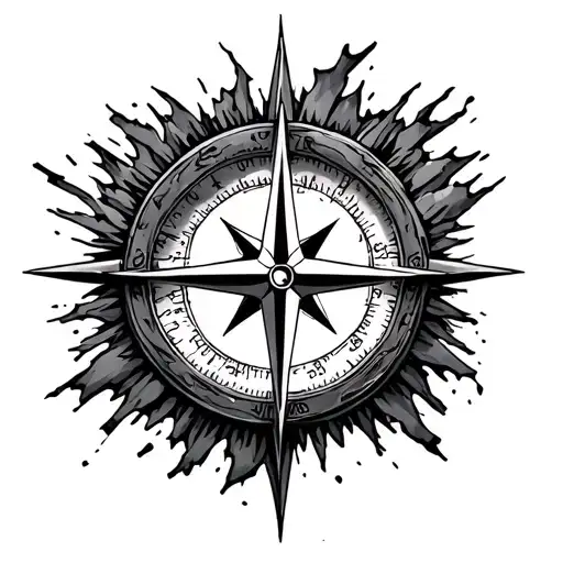 Compass Surrounded Ripped Skin Opening