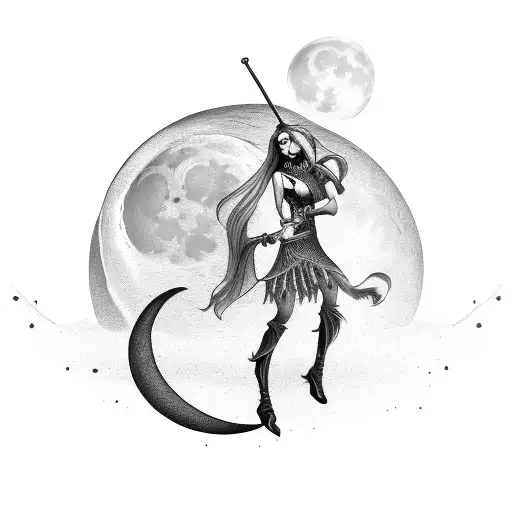 Moon Witch On Broom