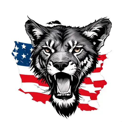 Patriotic American With Fierce Animal