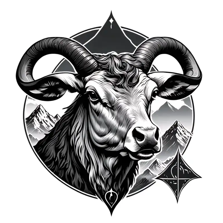 Taurus Zodiac Sign With Mountain Peak
