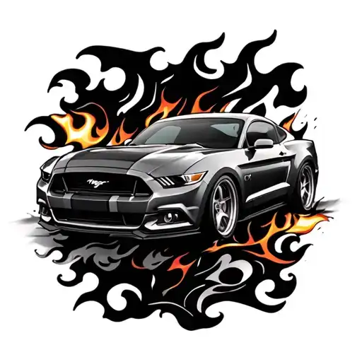 Flames And A 2014 Ford Mustang