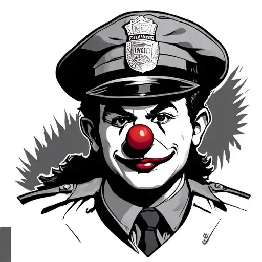 A Police Officer With A Clown Nose The Badge Says J White
